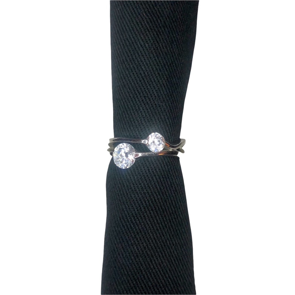 Sterling Silver NF 925 Thailand/2 Round-Cut CZ Stones Ring